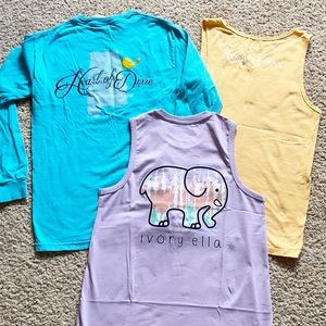 Set of 3 Ivory Ella/Southern Crew Tanks/Tees